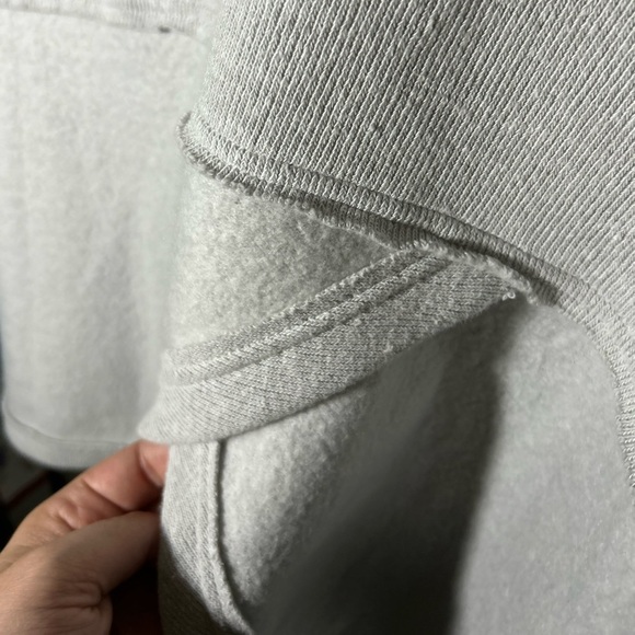 Free People Light Gray Fleece Cowl Neck Oversized Sweatshirt Raw Hem Sz Small - Picture 7 of 8